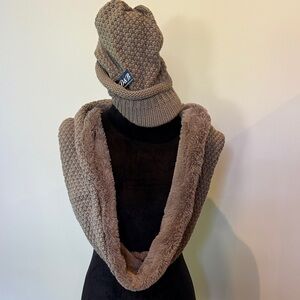 Cozy Brown Knit Hat and Scarf Set